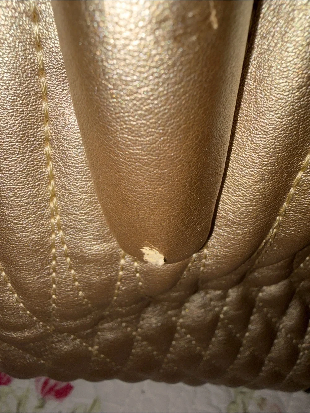 Michael Kors Metallic Gold Quilted Logo Detail Gorgeous bag!